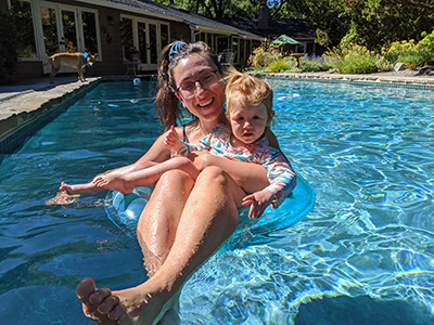 Anna and Ariella in the Pool
